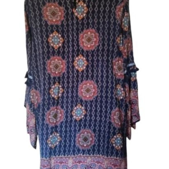 Umgee Bohemian Floral Dress Navy Large - Picture 2 of 3
